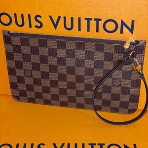 Louis Vuitton Neverfull pouch Damier ebene red